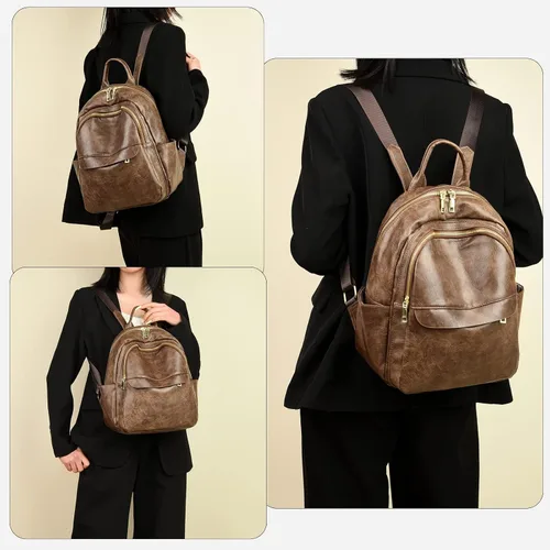 Miniatura 2 de ZOCILOR Mochila de moda para mujer, diseño multiusos, bolsos convertibles y bolsa de hombro, Camello