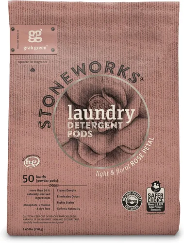 Miniatura 3 de Grab Green Stoneworks - Paquete de cápsulas de detergente para ropa y hojas para secadora (pétalo de rosa) 80 unidades Rose Petal Scent; Plant &