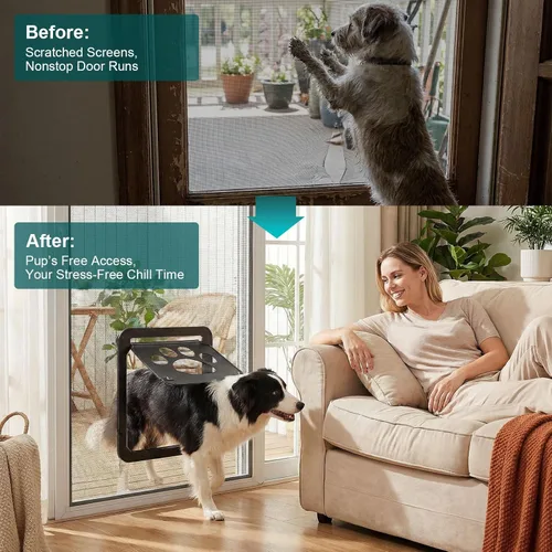 Miniatura 2 de Ownpets Puerta mosquitera para perros, Puerta mosquitera para mascotas con cierre, Puerta mosquitera magnética con cierre, Puerta mosquitera robusta