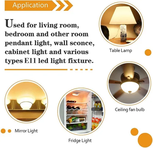 Miniatura 5 de Paquete de 4 bombillas LED E11, luces de repuesto halógenas equivalentes a 90 W, regulable, base de mini candelabro, 800 lúmenes, blanco cálido