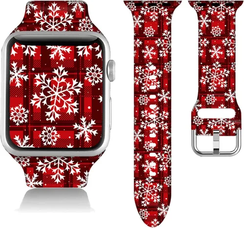 Miniatura 13 de Compatible con Apple Watch de copo de nieve de 38/40/41/42/44/45/46/1.929 in para mujeres y hombres, correa de repuesto de silicona suave para Hojas