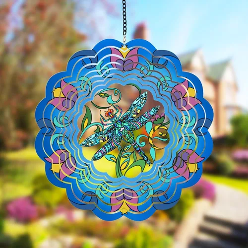 Molinillos de viento de metal de libélula - Regalos para mujeres, mamá, abuela, esposa, girador de viento para colgar para decoraciones de interior