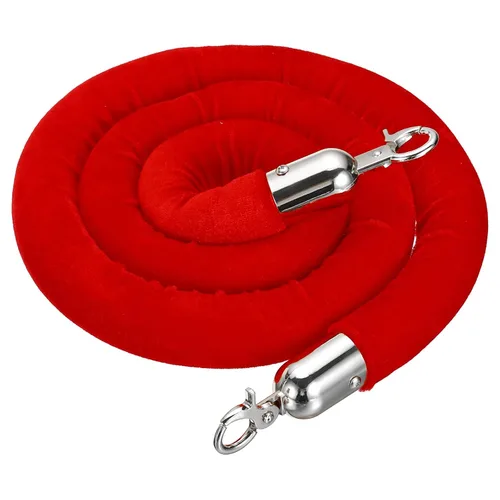 Miniatura 9 de PATIKIL Cuerda de puntal de terciopelo rosa de 5.5 pies, cuerda de barrera de control de multitudes con ganchos a presión para postes, divisor