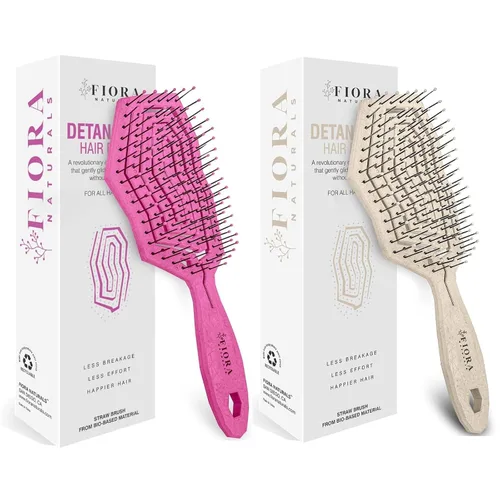 Fiora Naturals Cepillo desenredante para el cabello, 100% cepillo desenredante biológico con cerdas ultrasuaves, se desliza a través de los enredos