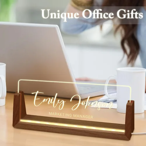 Miniatura 7 de Placa de nombre de escritorio personalizada, placa de identificación acrílica personalizada para escritorio, decoración de oficina para mujeres