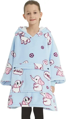 Miniatura 21 de KFUBUO Manta portátil con capucha de sherpa para niños, todos los patrones, sudadera de gran tamaño con bolsillo, regalos de cumpleaños para niñas