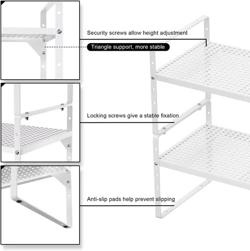 Miniatura 4 de Estante expandible para gabinete, organizador grande de armario de cocina, estante apilable para despensa, organización y almacenamiento para cocina