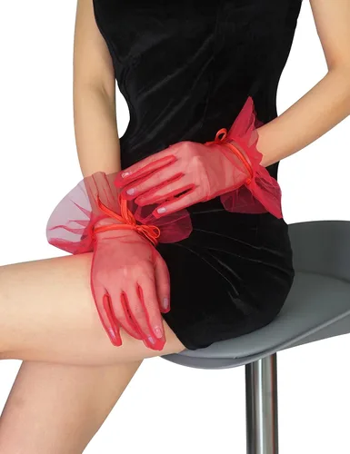 Miniatura 5 de Guantes de tul cortos para mujer, con volantes y lazo para fiesta de té