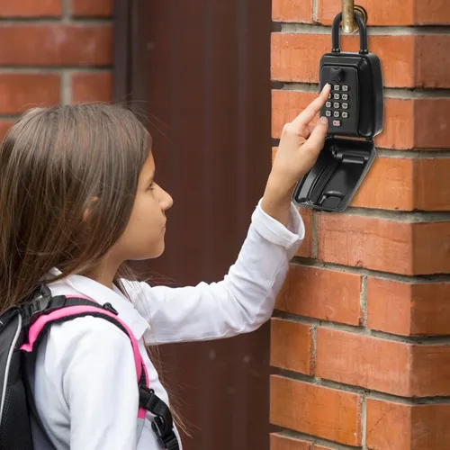 Miniatura 7 de Cididu Caja de bloqueo de llave para exterior, caja de seguridad impermeable con combinación de botón de 12 dígitos y grillete extraíble, llaves