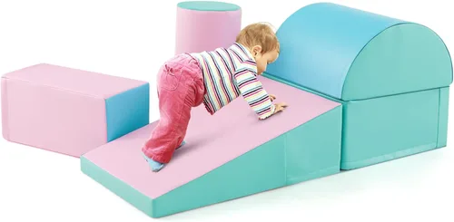 Miniatura 13 de Costzon 5 piezas de juguetes de escalada para niños pequeños, estructura de juego de bloques de espuma suave, escaladores para el desarrollo Rosa