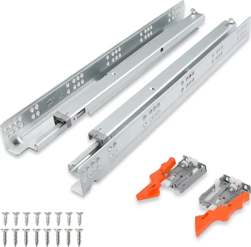 Miniatura 11 de TOUCH Diapositivas de cajón de montaje inferior, apertura a presión (1 par, 9 pulgadas 9.016 in) para panel lateral de 1/2 y 5/8 pulgadas, guía
