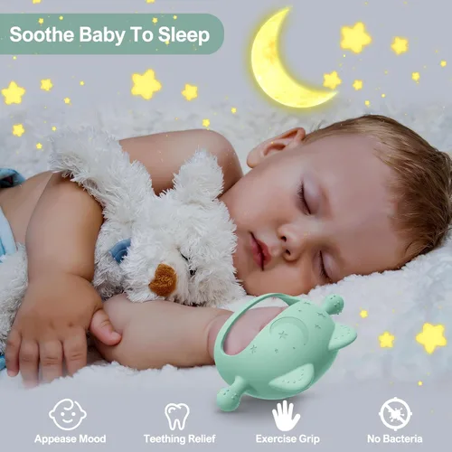 Miniatura 6 de Juguetes mordedores para bebés, juguetes de dentición de silicona para bebés de 0 a 6 meses, juguetes masticables para bebés que nunca se caen