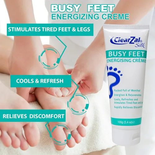 Miniatura 2 de Clearzal Busy Feet - Crema energizante refrescante para pies, repleta de mentol para aliviar el dolor de pies cansados y doloridos, refresca