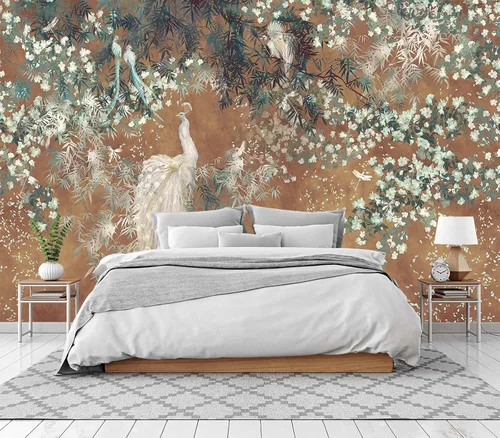 Miniatura 39 de Mural de pared de picos de montaña y bosque para dormitorio, sala de estar, papel tapiz para decoración 158" x 110" (no autoadhesivo)