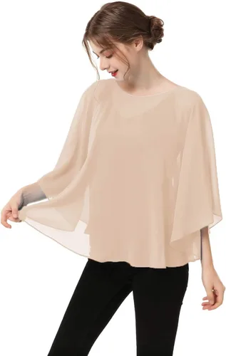 Miniatura 3 de Capas para mujer, chal de gasa casual, capa de gasa transparente, chal y envoltura, poncho capelets