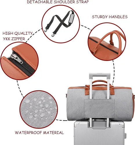 Miniatura 4 de BUG Bolsas de ropa, bolsa de ropa convertible con correa para el hombro, compartimento para zapatos, bolsas de viaje de transporte, bolsa de lona