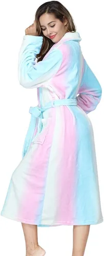 Miniatura 3 de RONGTAI Bata de baño para mujer, de felpa, cálida, larga, de forro polar, ropa de dormir