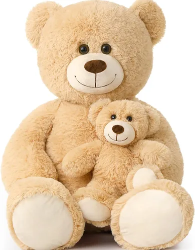 Tezituor Oso de peluche grande con bebé, oso de peluche grande de 39 pulgadas con bebé, oso de peluche gigante para niños, novia en el día de la