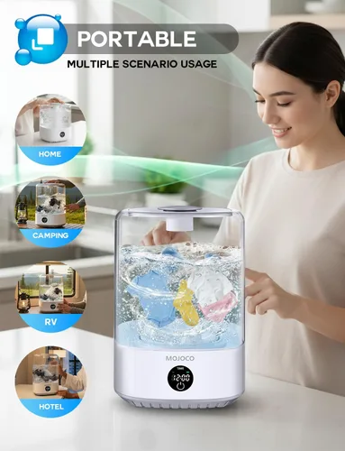 Miniatura 7 de MOJOCO Mini lavadora – Lavadora portátil pequeña de 4 litros con 3 modos de lavado para ropa interior, calcetines y ropa de bebé, mini lavadora