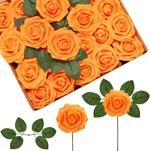 Miniatura 26 de InnoGear Flores artificiales, 100 rosas falsas de espuma blanca a granel con tallos para decoración, ramos de boda, centros de mesa, despedida