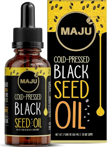 Miniatura 10 de Aceite de semilla negra de MAJU 16 onzas: timoquinona 3X, prensado en frío, 100% aceite de semilla de comino negro turco Nigella sativa