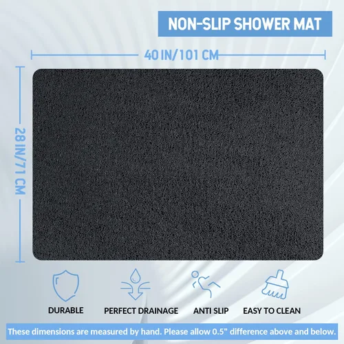 Miniatura 75 de Hargiis - Tapete antideslizante de secado rápido para tina y ducha, tapete exfoliante para pies, para baño, cocina u hotel, beige, 24 x 16 pulgadas