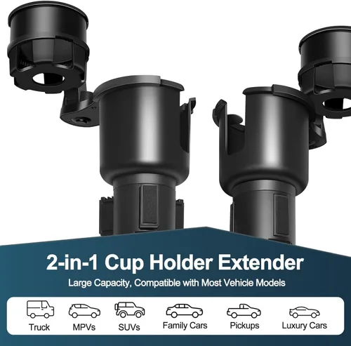 Miniatura 7 de JPart Expansor de portavasos para automóvil, expansor de portavasos con base de extensión ajustable y diseño de rotación de 360°, se adapta a tazas