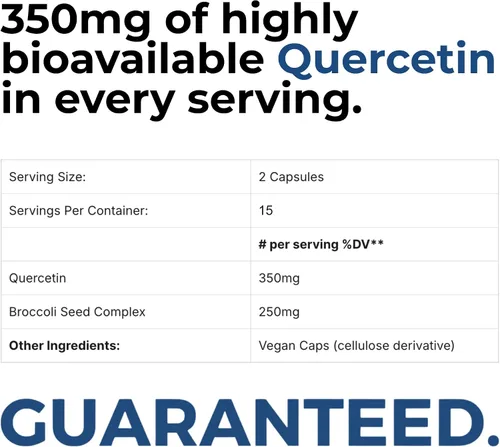 Miniatura 2 de Mara Labs QuercElite Quercetina biodisponible 350 mg de quercetina y 250 mg de complejo de semillas de brócoli 30 cápsulas veganas