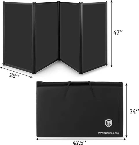 Miniatura 2 de PRORECK DJ Fachada Plegable Portátil Cabina de Eventos Paneles 4 Proyector de Marco de Metal Negro Desmontable Panel Scrim Panel con Bolsa