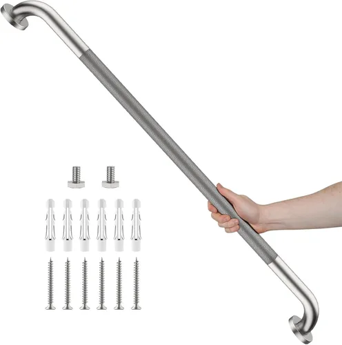 Miniatura 18 de Barra de agarre de ducha de níquel cepillado con agarre moleteado antideslizante de 36 pulgadas, barras de agarre de baño de acero inoxidable, barra