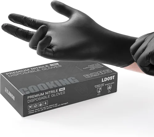 Miniatura 8 de LANON - Guantes desechables de nitrilo sin silicona, seguros para alimentos, resistentes a productos químicos, sin polvo, puntas de los dedos Azul