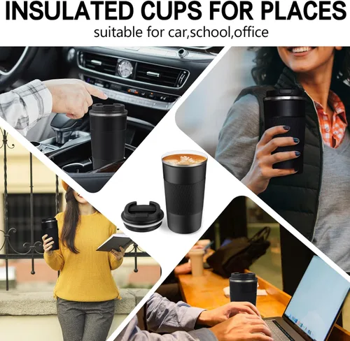 Miniatura 2 de Taza de 18 onzas con revestimiento de cerámica en el interior, taza de café aislada con tapa, taza de viaje para café a prueba de fugas, taza
