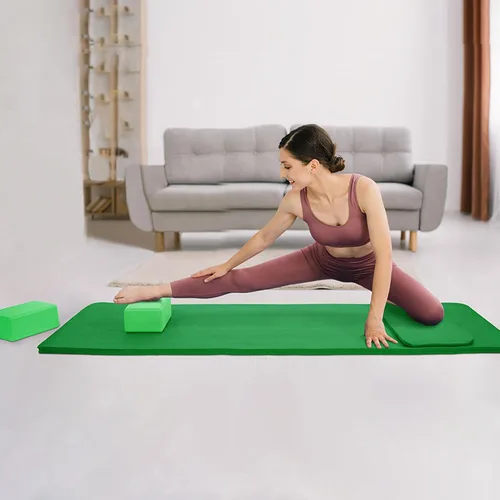 Miniatura 5 de BalanceFrom Esterilla de yoga multiusos de 1 pulgada extra gruesa de alta densidad antidesgarro con correa de transporte, bloques de yoga opcionales