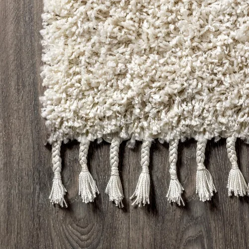 Miniatura 5 de JONATHAN Y Mercer Shag - Alfombra de felpa con borlas color crema para interiores, 3 x 5 pies, contemporánea, moderna, fácil de limpiar, para sala