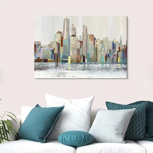 Miniatura 18 de 7Fisionart Abstract Coastal Ocean Beach Wall Art Blue Sea Waves Canvas Print Neutral Pastel Seascape Poster Modern Minimalist Coastal Wall Decor For