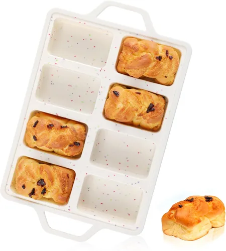 Vinino Sartenes de silicona para pan mini con marco reforzado de metal - 1 paquete, sartén de pan de silicona antiadherente para hornear de 8