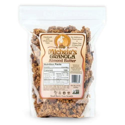 Miniatura 16 de Michele's Granola Mantequilla de almendras, hecha a mano, grano entero, vegano, sin gluten y sin OGM, bolsas resellables de 12 onzas, paquete de 6