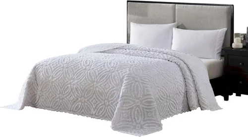 Miniatura 13 de Beatrice Home Fashions Colcha de Chenilla con Patrón Wedding Ring, Full, azul