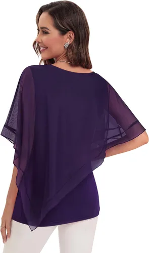 Miniatura 2 de SeSe Code Blusas elegantes de malla para mujer, poncho fluido, camisas casuales elegantes