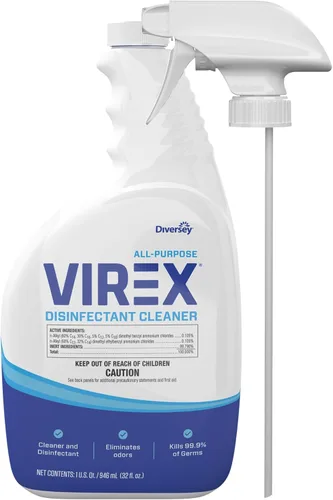 VIREX Diversey CBD540540 Limpiador desinfectante líquido multiusos, mata el 99.9% de los gérmenes y elimina olores, aroma a limón, spray listo para