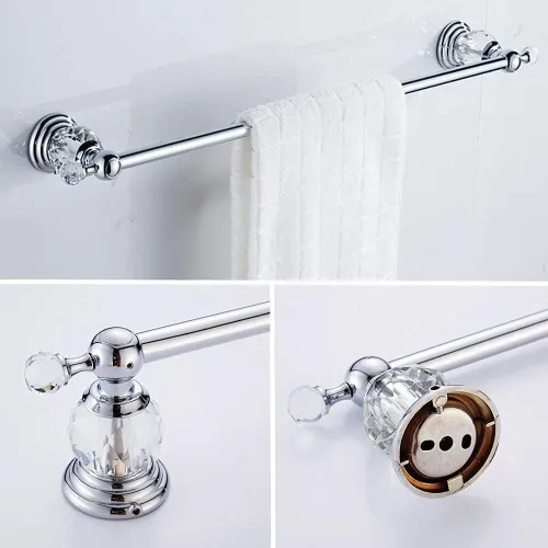 Miniatura 8 de WINCASE Juego de accesorios de baño de cristal de 24 pulgadas, juego de toallero cromado, 4 piezas plateadas, accesorios montados en la pared