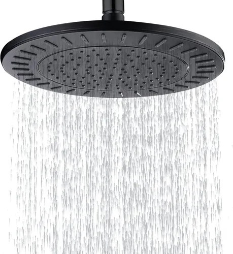 BRIGHT SHOWERS Cabezal de ducha de lluvia, cabezal de ducha de cascada de alta presión de 9 pulgadas con ángulo ajustable y boquillas de silicona