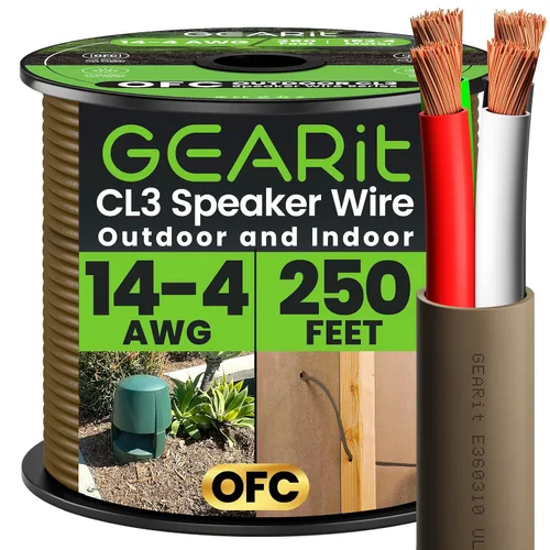 Miniatura 16 de GEARit Cable de altavoz exterior clasificado CL3, cable de altavoz calibre 14, cable de altavoz 100 pies para altavoces exteriores, patio, jardín