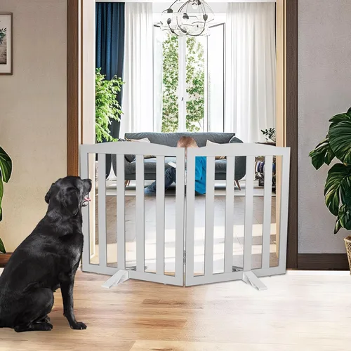 Miniatura 22 de Puerta para Perros Independiente para Interiores, Puerta para Perros Plegable, Puertas para Mascotas para Entradas, Escaleras o Pasillos, Puerta