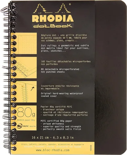 Miniatura 5 de Rhodia 193468C - Cuaderno en espiral (encuadernación completa), color naranja, A5+, rayado, 160 páginas desmontables, papel Clairefontaine de 80