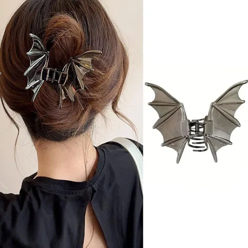 Miniatura 14 de Pinzas de pelo de mano de esqueleto de moda, grandes, sin arrugas, de metal, negro, punk, pasadores para mujeres y niñas, accesorios de peinado
