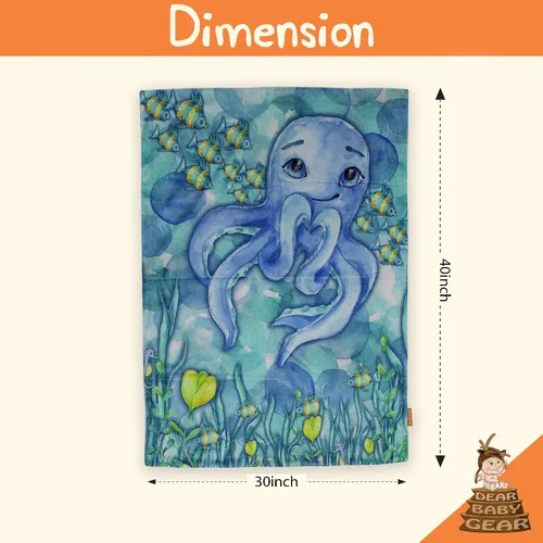 Miniatura 4 de Dear Baby Gear - Manta de bebé oceánico - Manta de doble capa con tema oceánico - Peluche suave para niñas y niños - Adorable pulpo con diseño