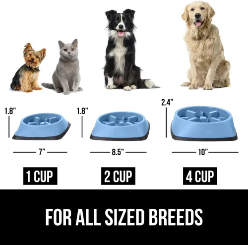 Miniatura 6 de GORILLA GRIP® Cuencos patentados de alimentación lenta sin BPA, juguete interactivo para perros y gatos, enriquecimiento de entrenamiento Azul claro