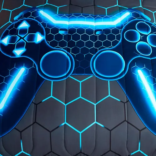 Miniatura 3 de akkialla Juego de ropa de cama de tamaño Queen para niños, niñas y adolescentes, juego de edredón con control de videojuegos (3 piezas) edredón