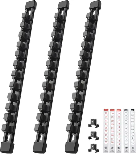 Reniteco Organizador de enchufes de 3 piezas, unidad de 1/2 pulgada x 36 clips, soporte de enchufe de ABS resistente con tapas de extremo